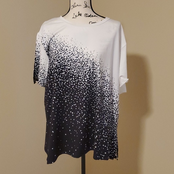 Nanu Tops - Black and White Split Sleeve Blouse